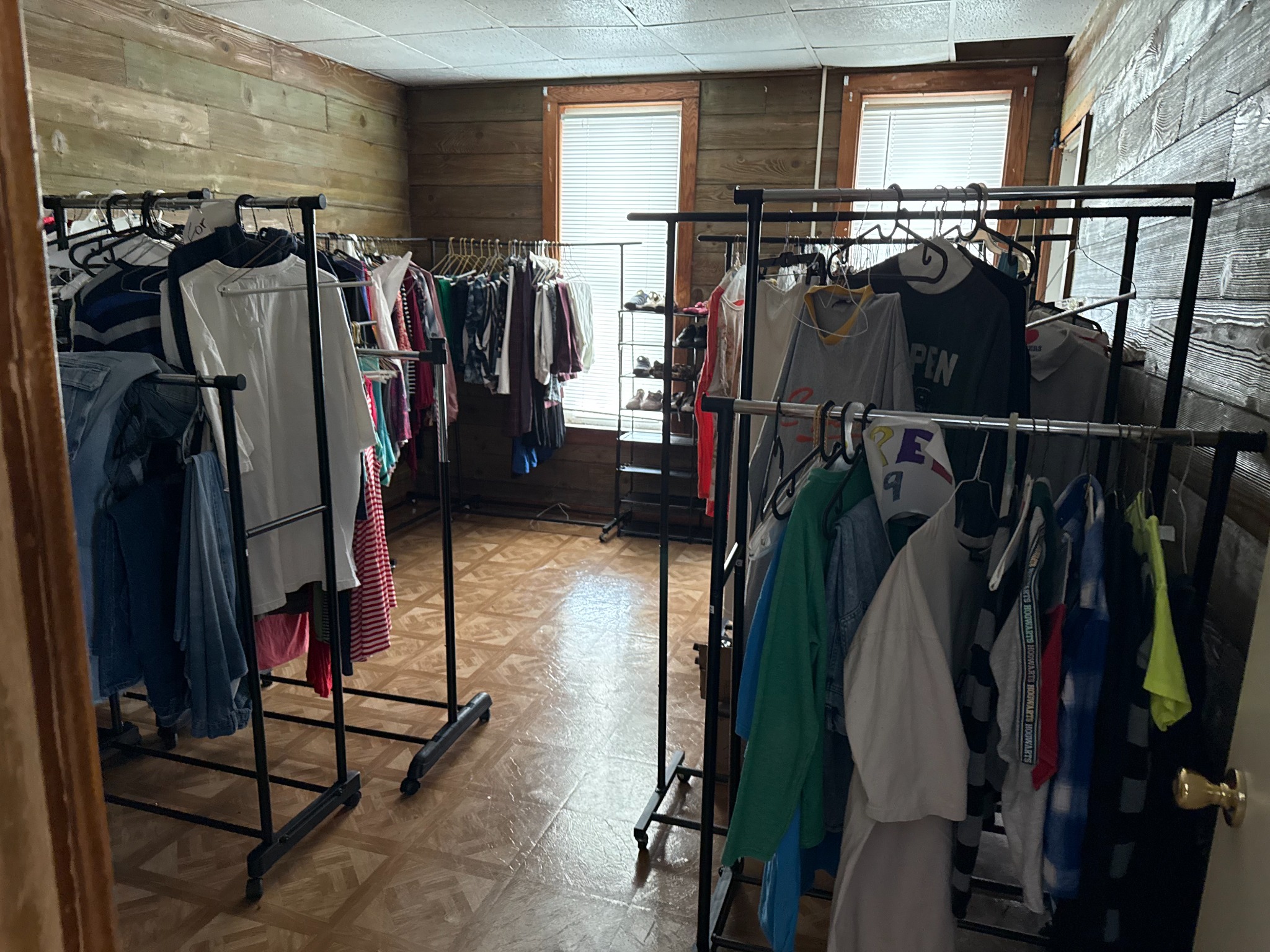 Clothing racks inside God’s Closet